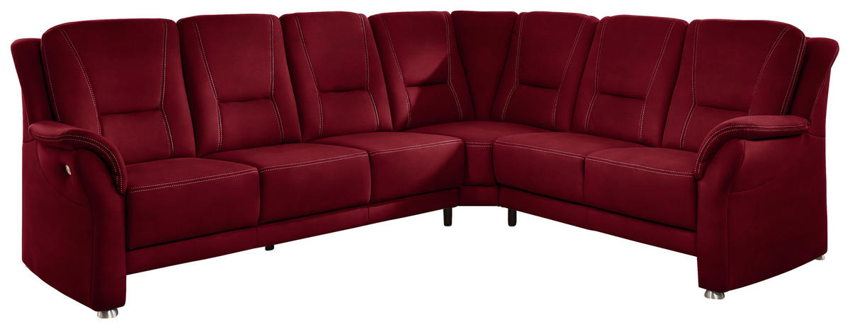ECKSOFA in Mikrofaser Hellrot  275/223 cm  - Hellrot/Beige, KONVENTIONELL, Textil/Metall (275/223cm) - Beldomo Comfort