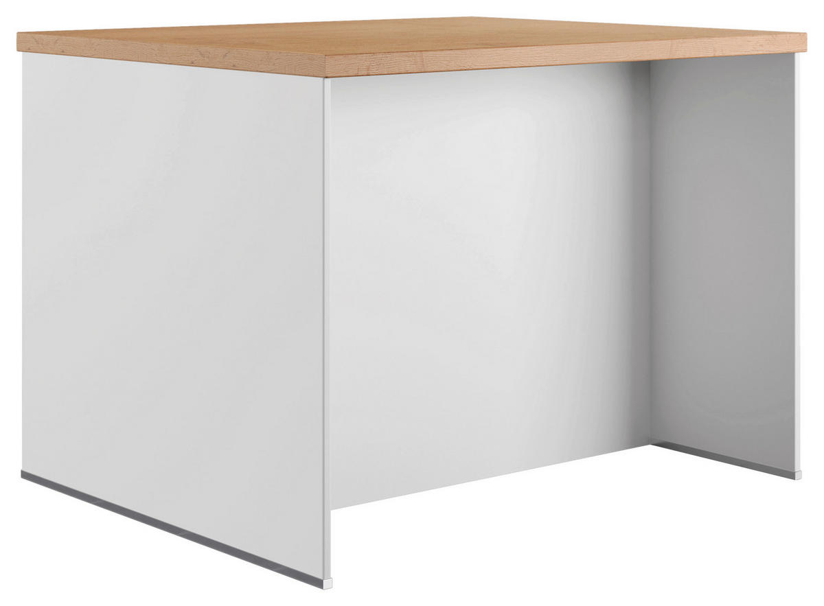 KÜCHENINSEL 123,4/91,8/96,6 cm  in Weiß, Eichefarben  - Edelstahlfarben/Eichefarben, Basics, Holzwerkstoff/Metall (123,4/91,8/96,6cm) - Impuls