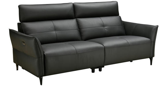 2-SITZER-SOFA  in Echtleder Schwarz   - Schwarz, Design, Leder/Metall (191/98/101cm) - Novel
