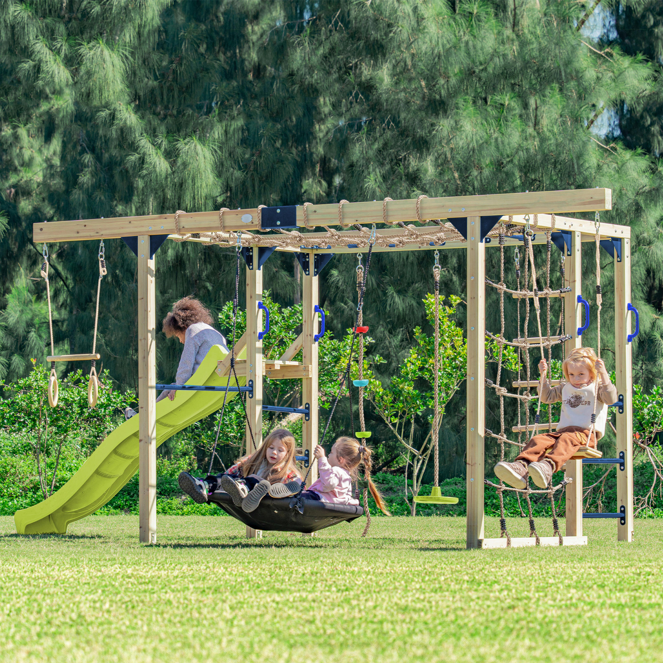 PROLÉZAČKA - limetková/modrá, Basics, dřevo/plast (522,5/196/205cm) - Ambia Garden
