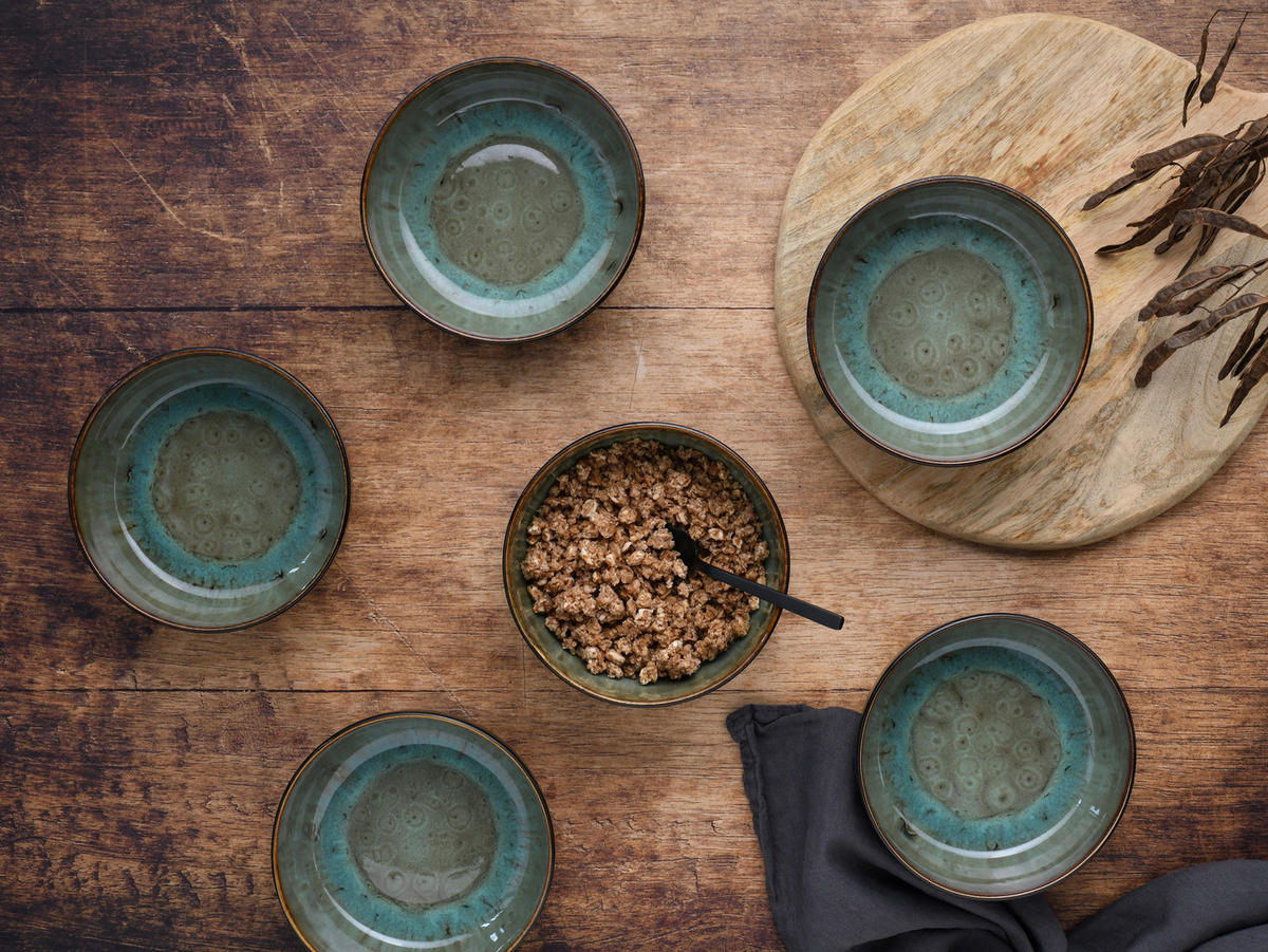 SET MED FRUKOSTSKÅLAR  - grön, Basics, keramik (31/17,5/18,5cm) - Creatable