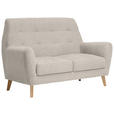 2-SITZER-SOFA Webstoff Beige  - Eichefarben/Beige, Design, Holz/Textil (160/105/84cm) - Carryhome