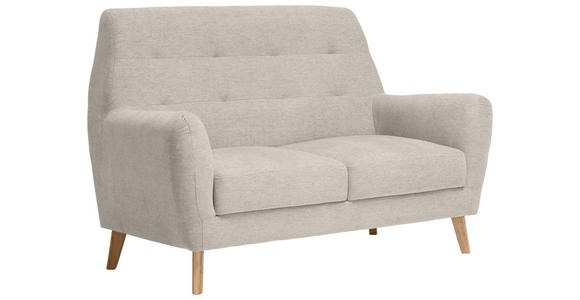 2-SITZER-SOFA Webstoff Beige  - Eichefarben/Beige, Design, Holz/Textil (160/105/84cm) - Carryhome