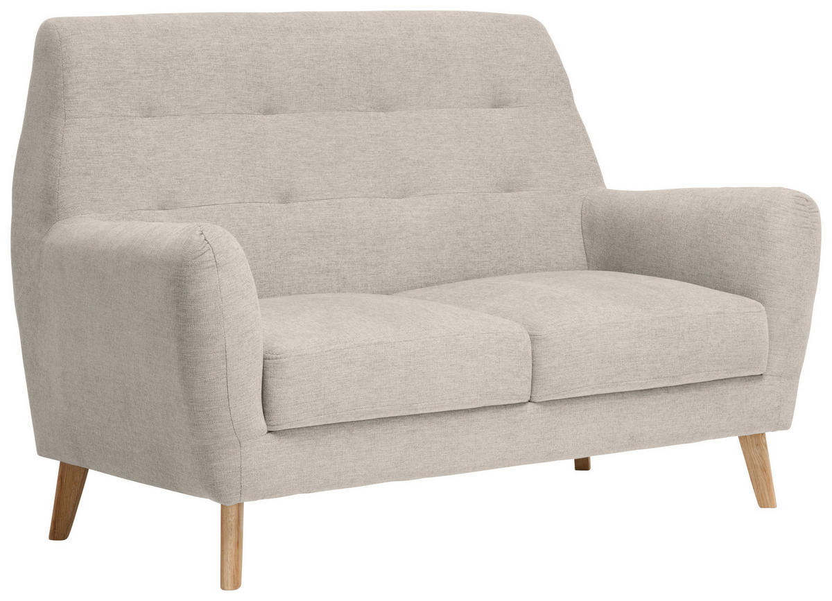 2-SITZER-SOFA in Webstoff Beige  - Eichefarben/Beige, Design, Holz/Textil (160/105/84cm) - Carryhome