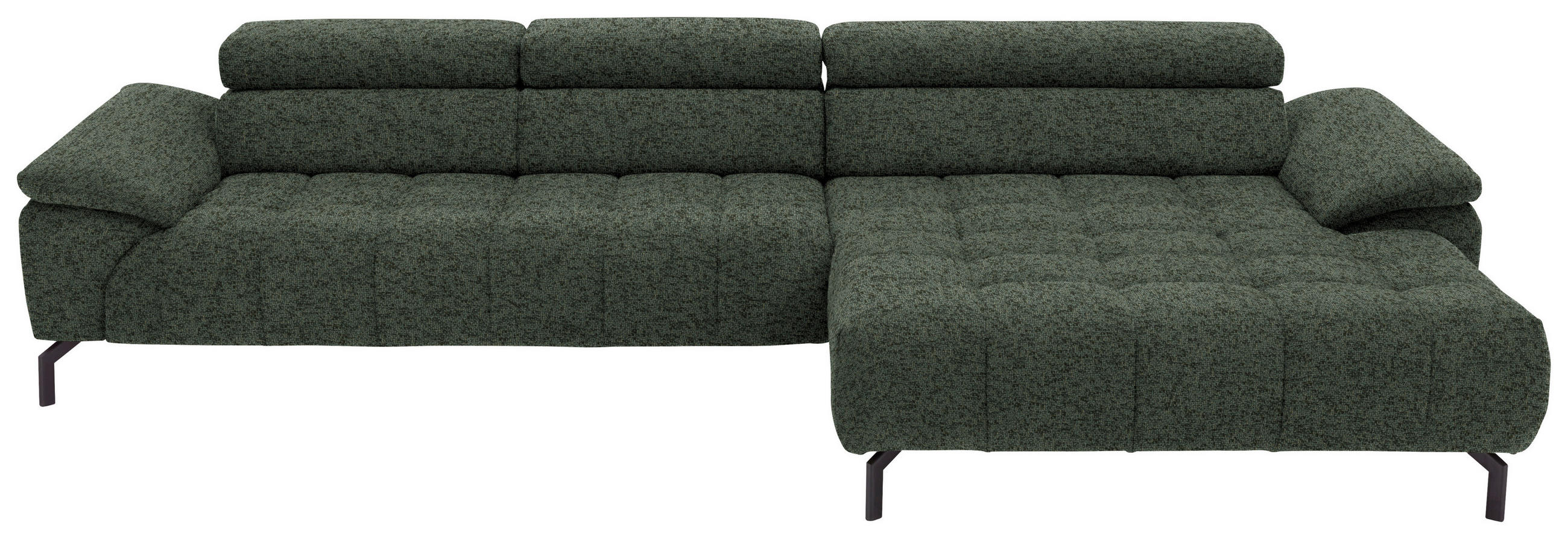 ECKSOFA in Chenille Grün  329/190 cm  - Schwarz/Grün, Design, Textil/Metall (329/190cm) - Beldomo Style