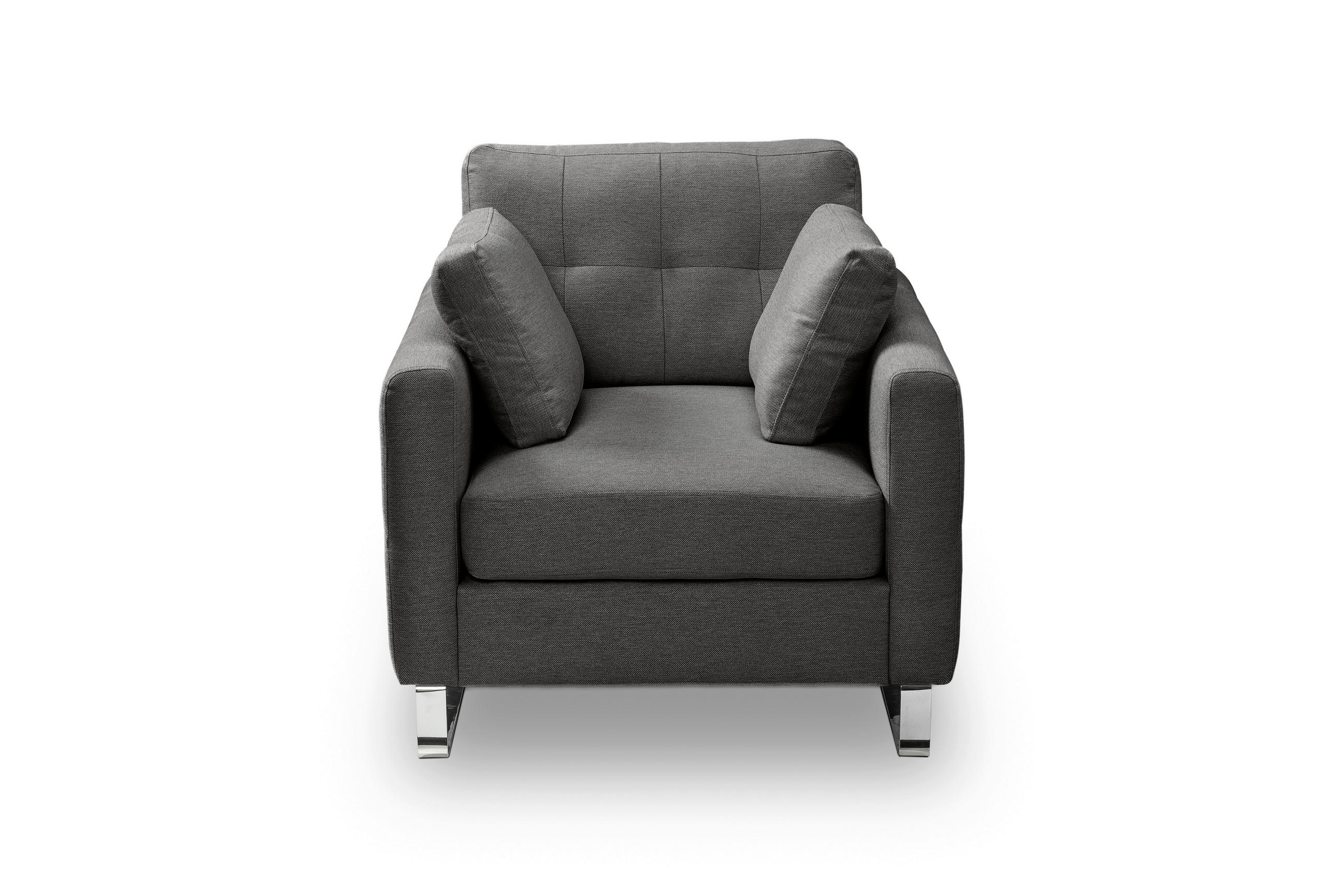 1,5-SITZER HERA Flachgewebe Grau  - Chromfarben/Grau, Basics, Textil/Metall (93/92/94cm) - MID.YOU