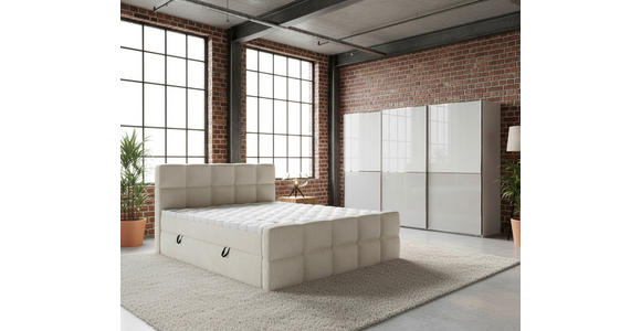 BOXBETT 140/200 cm  in Beige  - Beige/Schwarz, Design, Holzwerkstoff/Kunststoff (140/200cm) - Xora