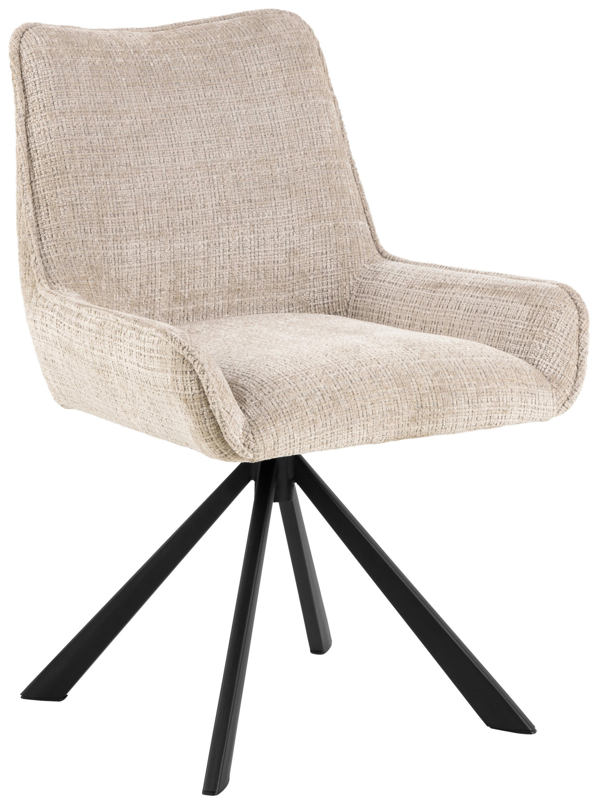 Scaun din metal, textil, negru, bej