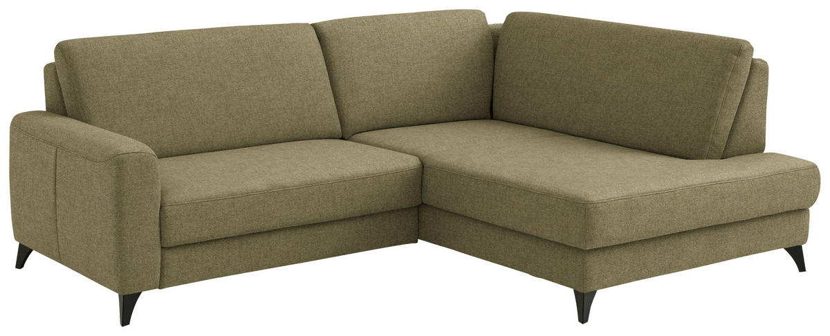 ECKSOFA  Chenille Schilfgrün  - Schilfgrün/Schwarz, Design, Textil/Metall (239/182cm) - Beldomo Comfort
