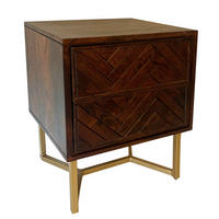 NACHTTISCH  in massiv Akazie Dunkelbraun  - Dunkelbraun/Goldfarben, Natur, Holz/Metall (45/40/57cm) - Livetastic