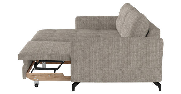ECKSOFA in Flachgewebe, Leinenoptik Hellbraun 170/242 cm - Hellbraun/Schwarz, Design, Textil/Metall (170/242cm) - Xora