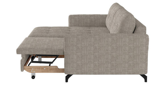 ECKSOFA in Flachgewebe, Leinenoptik Hellbraun  - Hellbraun/Schwarz, Design, Textil/Metall (170/242cm) - Xora