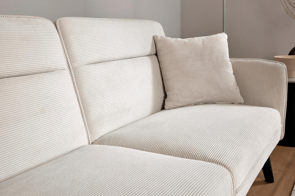 SCHLAFSOFA Cord Elfenbein  - Elfenbein/Champagner, MODERN, Holz/Textil (191/83/84cm) - Livetastic