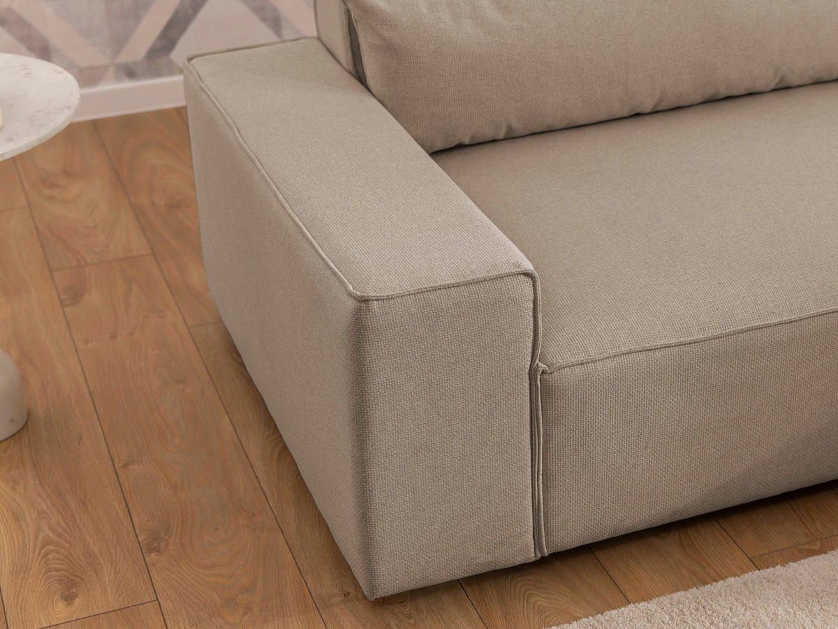 ECKSOFA Curduroy in Webstoff Hellbraun Rückenkissen  251/142 cm  - Hellbraun/Schwarz, Design, Kunststoff/Textil (251/142cm) - P & B