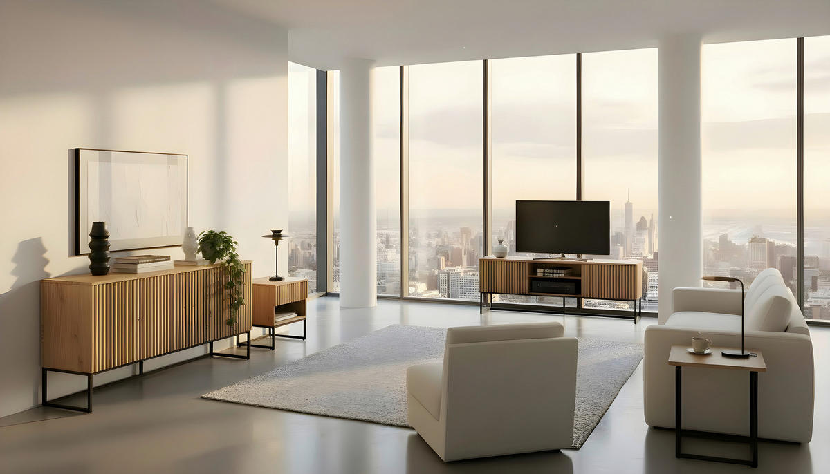 SIDEBOARD Bueno 160/80/40 cm  - svart/ek Artisan, Modern, metall/trämaterial (160/80/40cm) - Xora