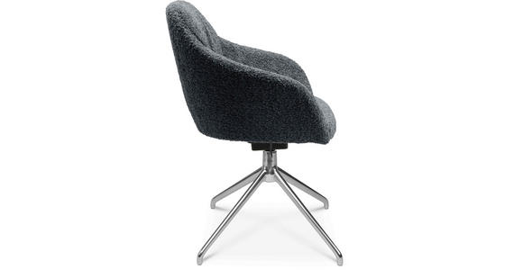 ARMLEHNSTUHL in Aluminium Bouclé - Dunkelgrau/Alufarben, Design, Textil/Metall (58/81,5-84,5/60cm) - Johann Jakob