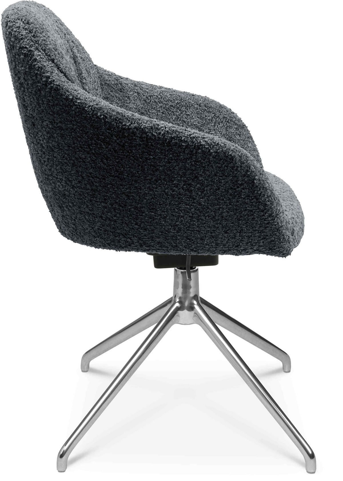 ARMLEHNSTUHL  in Aluminium Bouclé  - Dunkelgrau/Alufarben, Design, Textil/Metall (58/81,5-84,5/60cm) - Johann Jakob