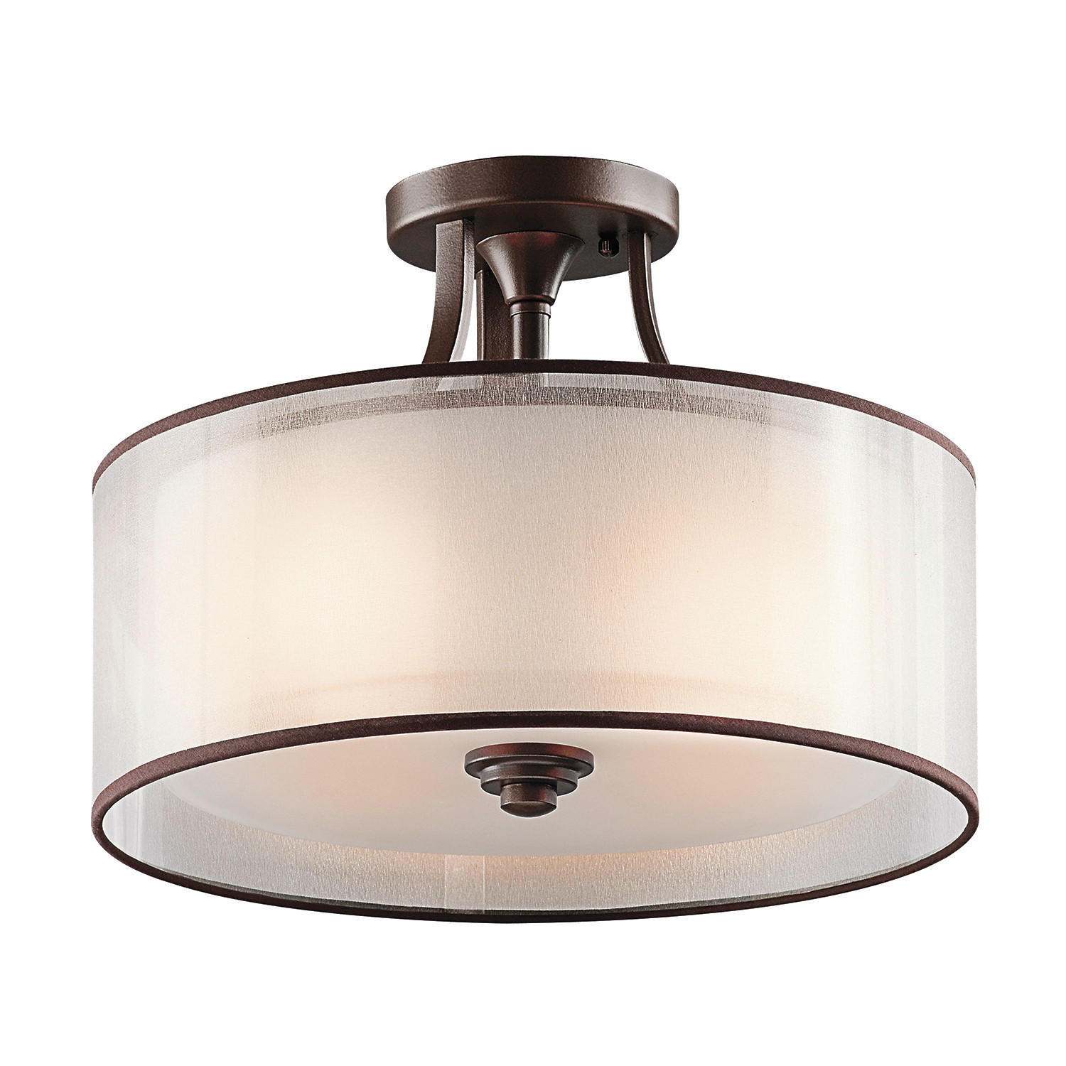STROPNÉ SVIETIDLO, 38.1/27.8 cm  - bronzová/tmavohnedá, Natur, kov/textil (38.1/27.8cm) - Elstead Lighting