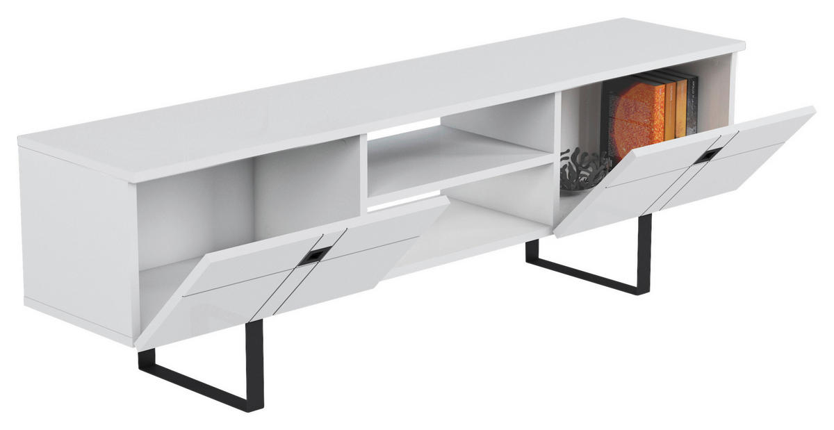 TV-BÄNK 160/50/35 cm  - vit/svart, Design, trämaterial (160/50/35cm) - Livetastic
