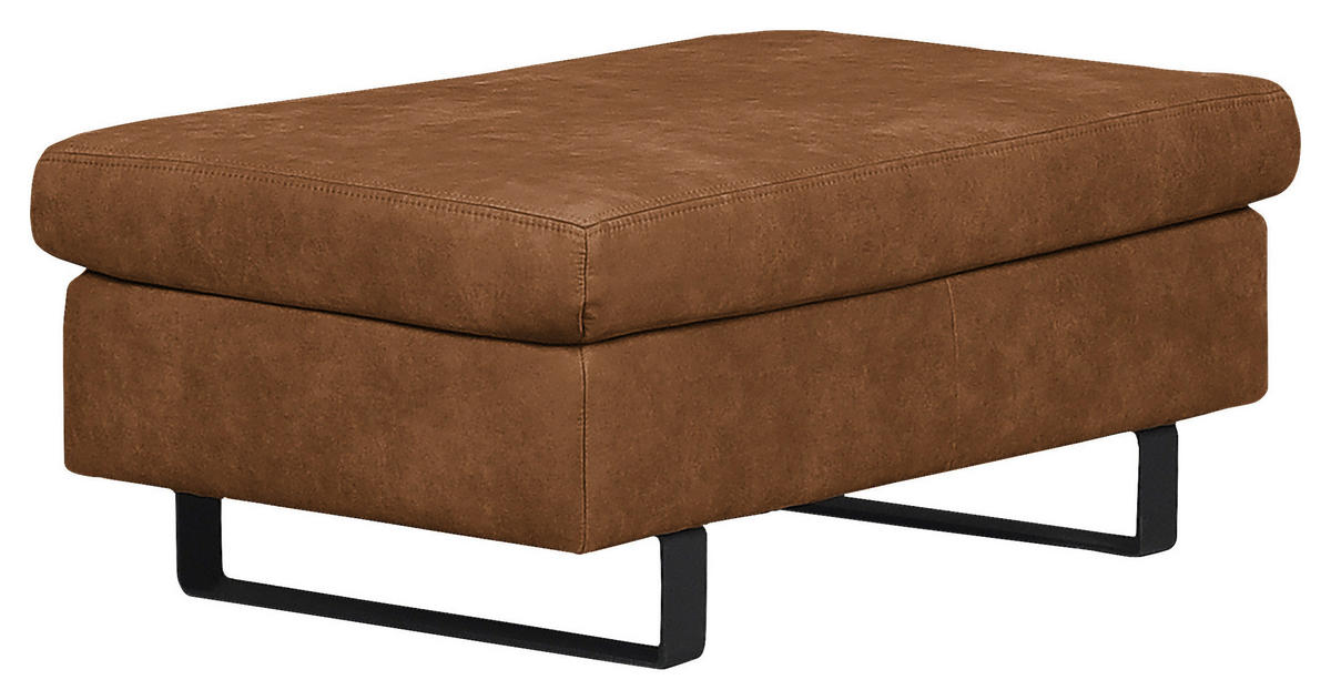 HOCKER Mikrofaser Cognac  - Cognac/Schwarz, Design, Textil/Metall (92/39/59cm) - MID.YOU
