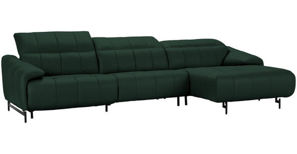 ECKSOFA in Echtleder Opal 313/165 cm - Opal/Schwarz, Design, Leder/Metall (313/165cm) - Emilio Belluti