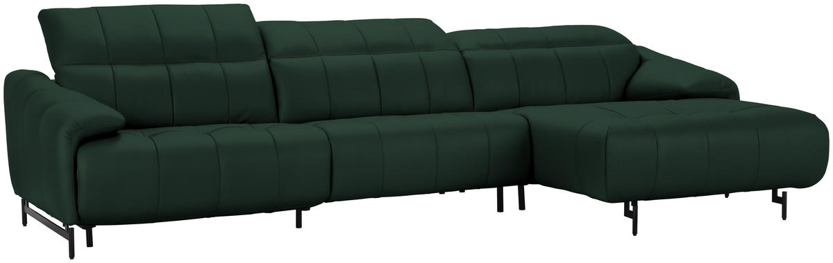 ECKSOFA  in Echtleder Opal  313/165 cm  - Opal/Schwarz, Design, Leder/Metall (313/165cm) - Belluti