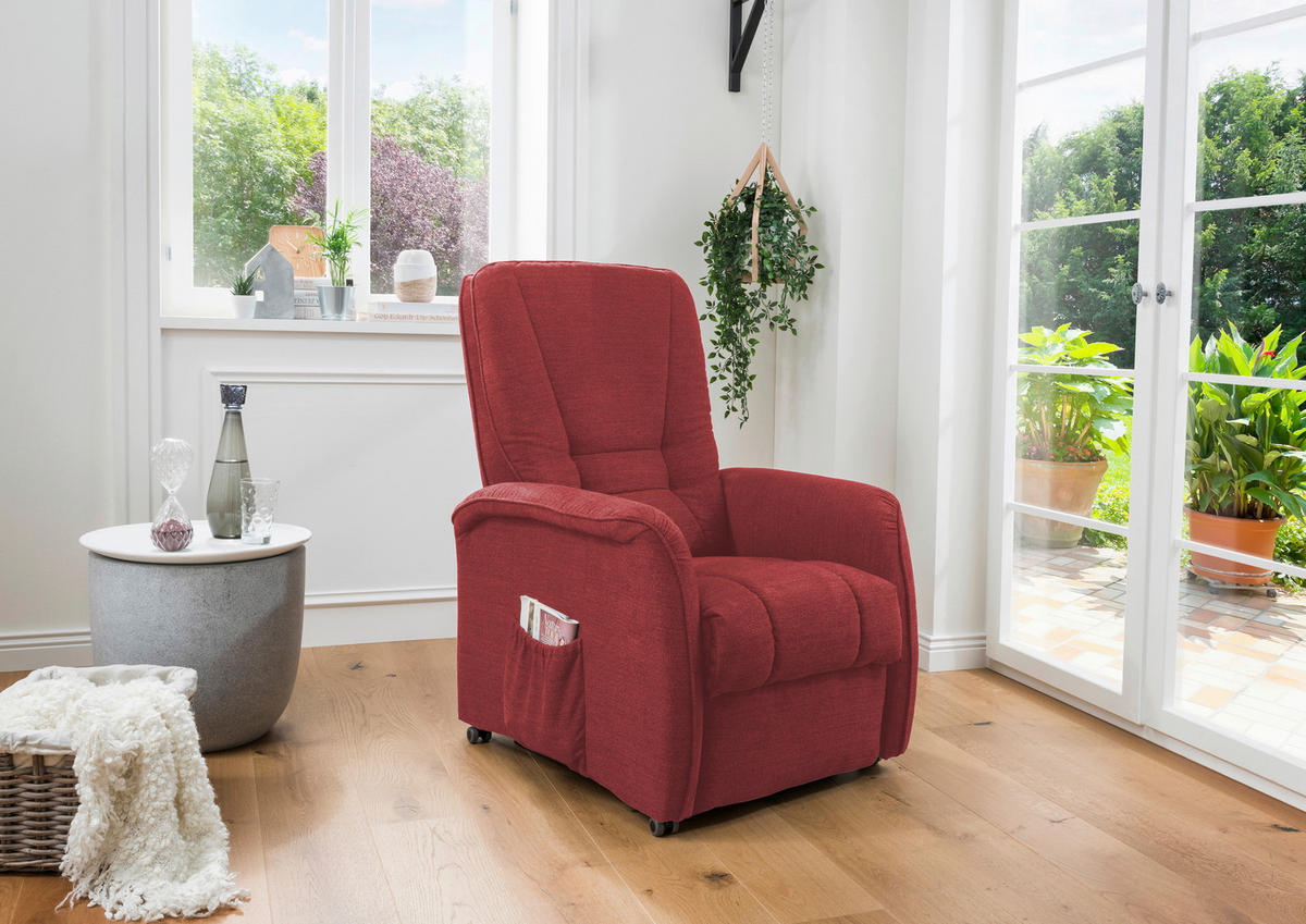 FERNSEHSESSEL in Struktur Rot  - Rot/Schwarz, Design, Kunststoff/Textil (77/107/88cm) - Livetastic