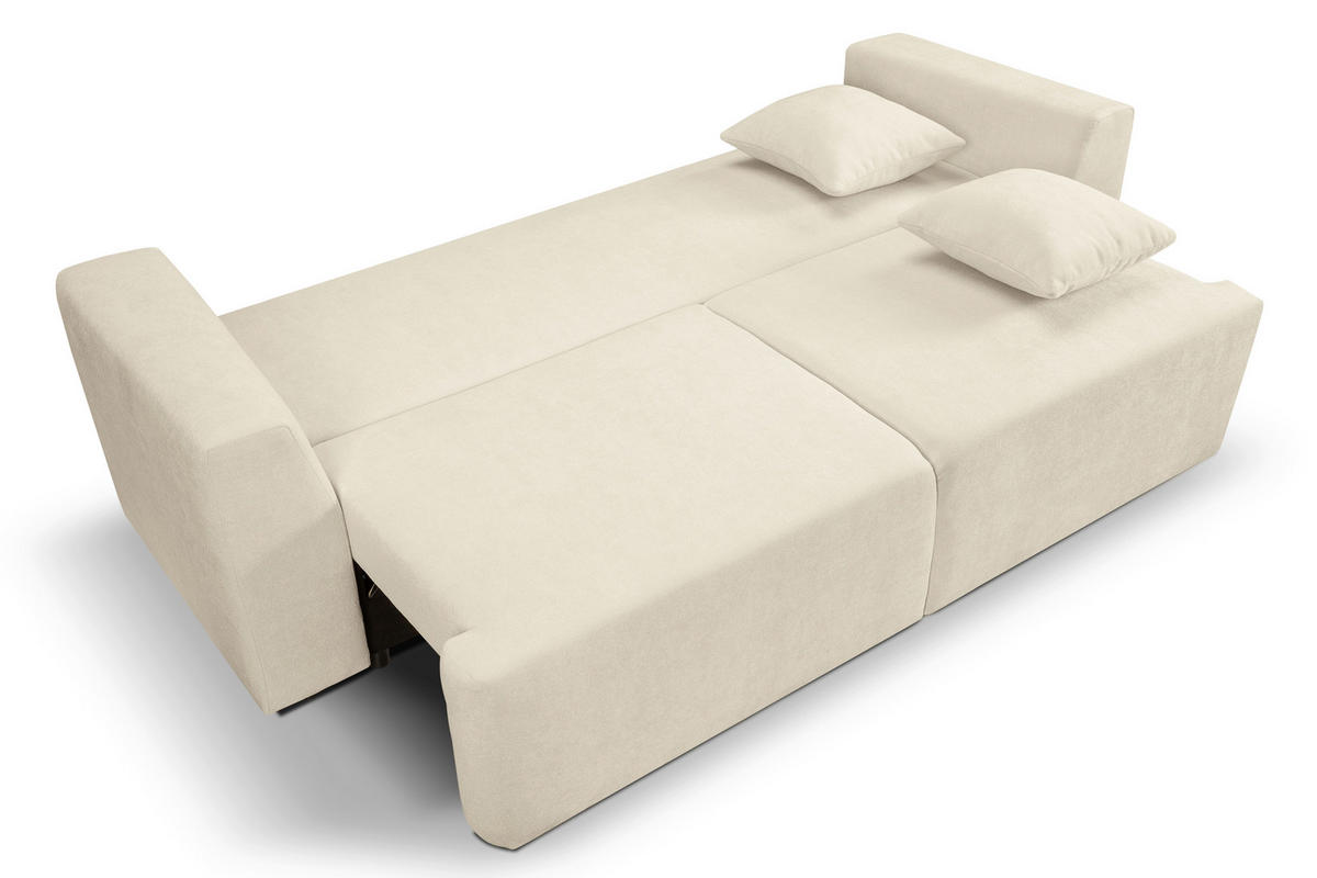 SCHLAFSOFA POINT  mit Liegefunktion, Schlafen auf Sitzhöhe Webstoff Creme  - Creme/Schwarz, Basics, Kunststoff/Textil (250/95/99cm) - MID.YOU