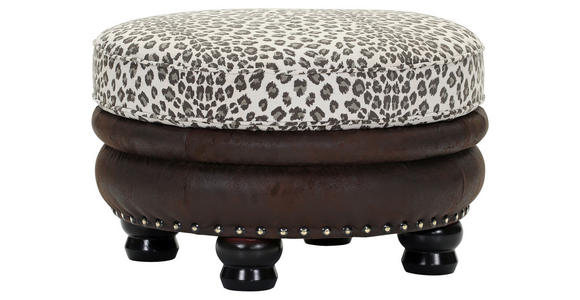 HOCKER Lederlook, Flachgewebe, Mikrofaser Braun, Beige - Dunkelbraun/Beige, ROMANTIK / LANDHAUS, Holz/Textil (74/50/74cm) - Landscape