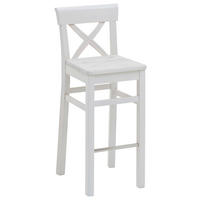 BARHOCKER Weiß Kiefer massiv  - Weiß, ROMANTIK / LANDHAUS, Holz (43,5/106/44cm) - Boxxx
