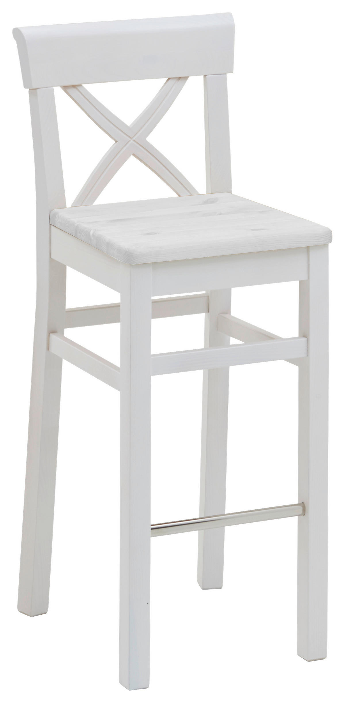 BARHOCKER Weiß Kiefer massiv  - Weiß, ROMANTIK / LANDHAUS, Holz (43,5/106/44cm) - Boxxx