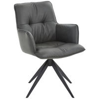 ARMLEHNSTUHL  in Eisen Echtleder pigmentiert  - Anthrazit, Design, Leder/Metall (59/89/63cm) - Dieter Knoll