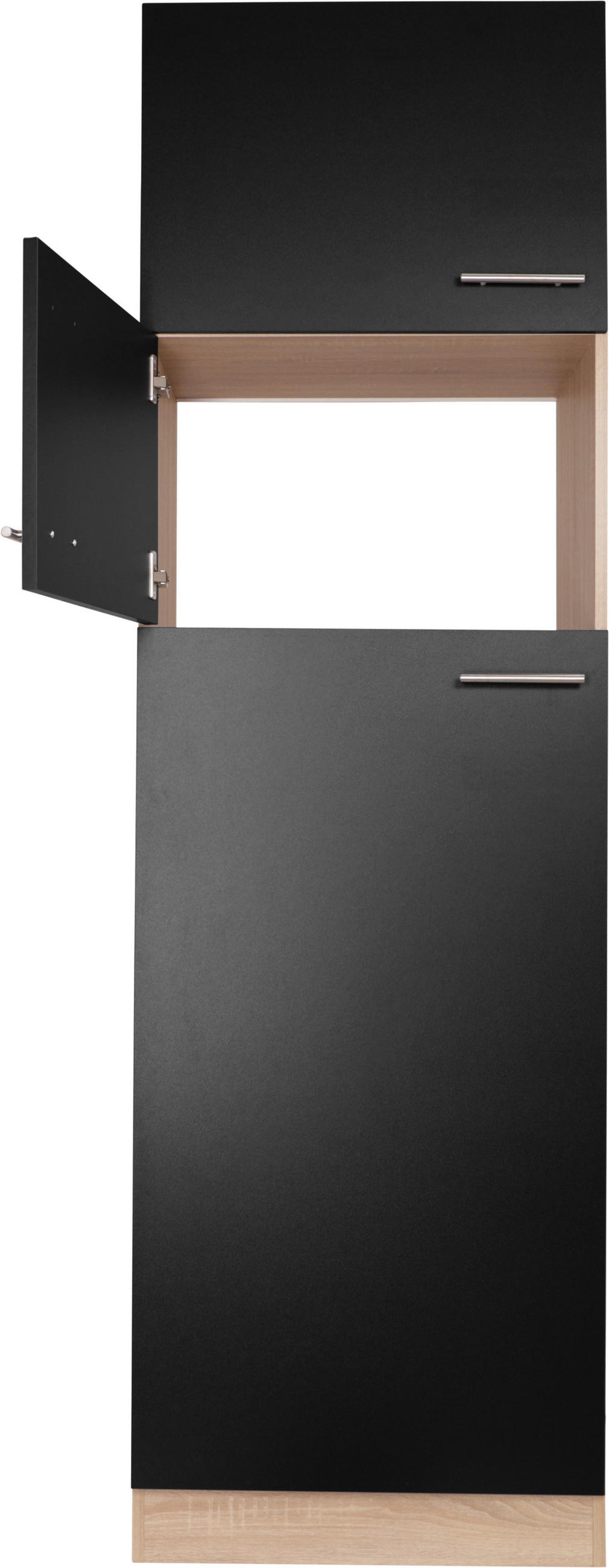GERÄTEUMBAUSCHRANK 60/200/60 cm  in Schwarz, Eichefarben  - Eichefarben/Silberfarben, Basics, Holzwerkstoff/Metall (60/200/60cm) - Respekta