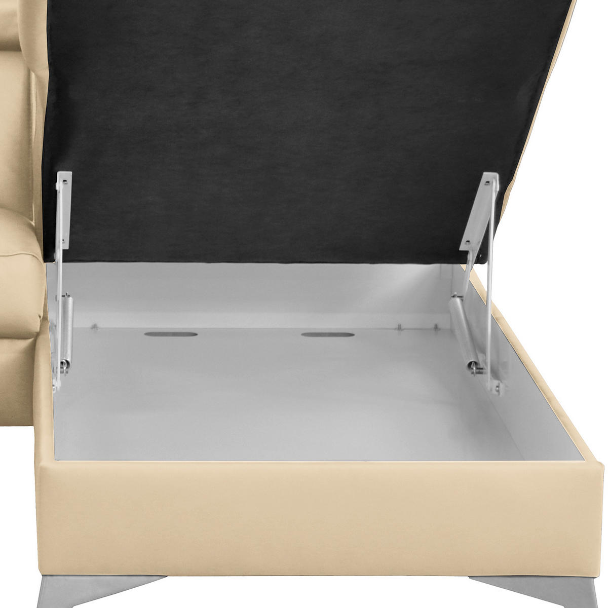 ECKSOFA Beige Echtleder Lederlook  - Chromfarben/Beige, Design, Leder/Textil (257/197cm) - Livetastic