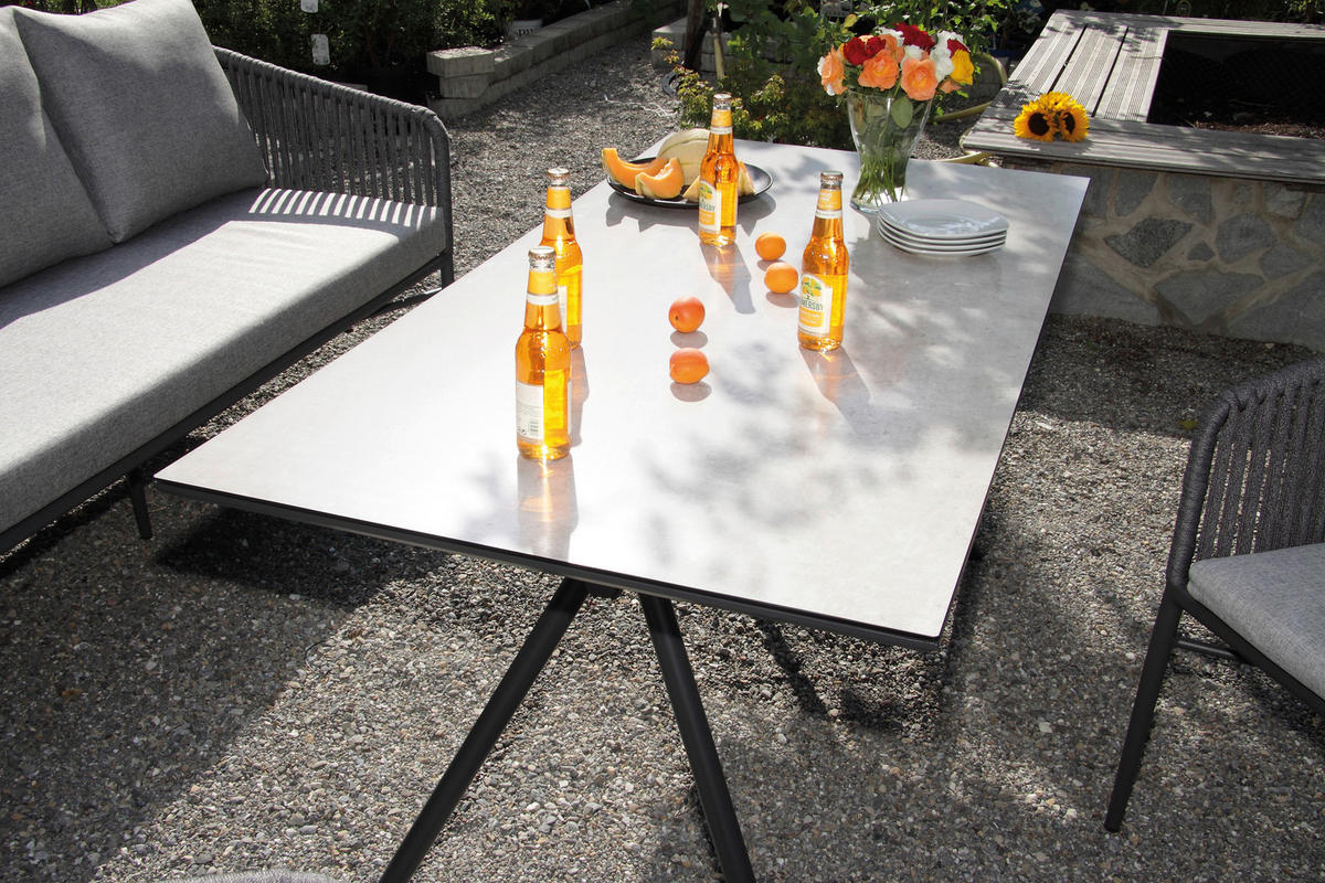 LOUNGEGARNITUR Aluminium  - Dunkelgrau/Anthrazit, MODERN, Kunststoff/Metall (185/65/75cm) - Ambia Garden