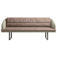 SITZBANK 255/89/68 cm Velours, Flachgewebe Sandfarben, Graugrün Metall  - Sandfarben/Schwarz, Design, Textil/Metall (255/89/68cm) - Dieter Knoll