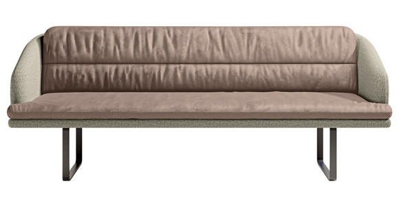 SITZBANK 255/89/68 cm Velours, Flachgewebe Sandfarben, Graugrün Metall  - Sandfarben/Schwarz, Design, Textil/Metall (255/89/68cm) - Dieter Knoll