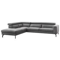 ECKSOFA in Mikrofaser Grau  - Schwarz/Grau, Modern, Textil/Metall (233/305cm) - Trendmanufaktur