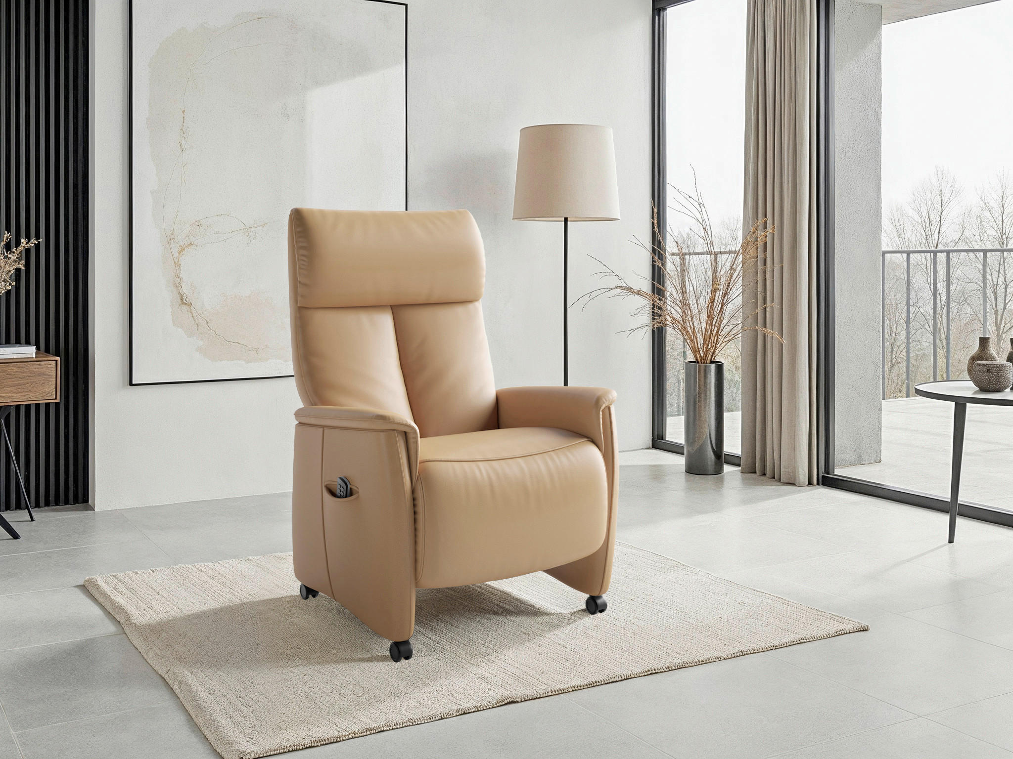 RELAXAČNÉ KRESLO, koža, cappuccino - čierna/cappuccino, Basics, koža/plast (76/112/84cm) - Sit & More