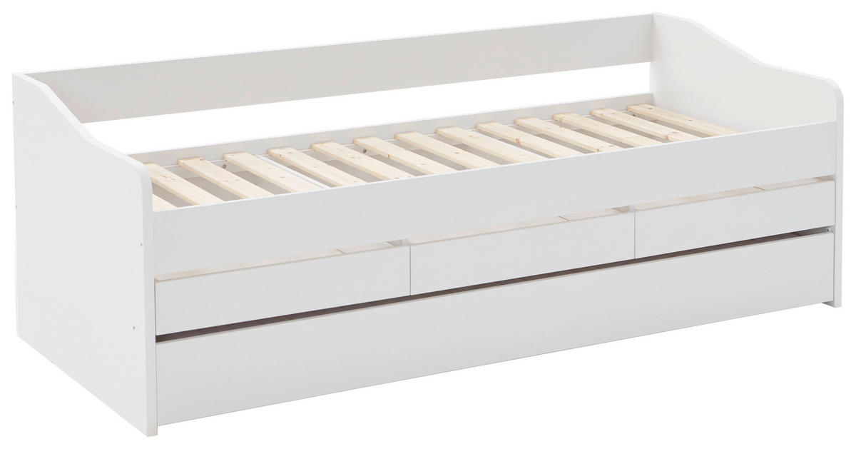 AUSZIEHBETT 90-180/200 cm  in Weiß  - Weiß, KONVENTIONELL, Holz/Holzwerkstoff (90-180/200cm) - Carryhome