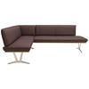 ECKBANK 162/237 cm  in Braun  - Edelstahlfarben/Beige, Design, Leder/Holz (162/237cm) - Ambiente
