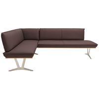 ECKBANK 162/217 cm  in Braun  - Edelstahlfarben/Beige, Design, Leder/Holz (162/217cm) - Ambiente