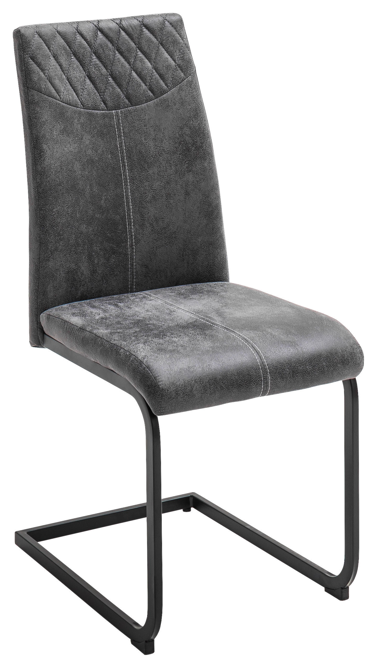 SCHWINGSTUHL  in Eisen Lederlook  - Anthrazit/Schwarz, Design, Textil/Metall (42/94/60cm) - Ti'me