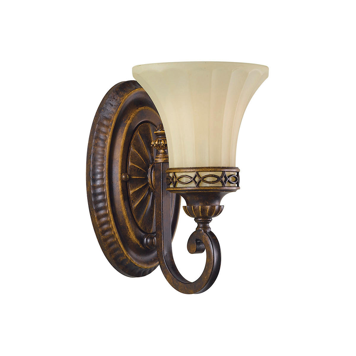 WANDLEUCHTE - Walnussfarben, Romantik / Landhaus, Glas/Metall (20,1/15,7/24,9cm) - Elstead Lighting