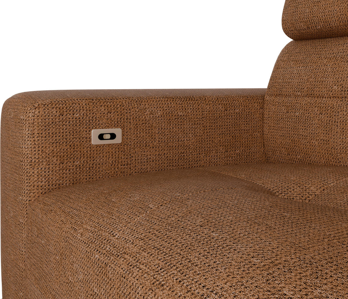 ECKSOFA Rostfarben Chenille  - Rostfarben/Schwarz, KONVENTIONELL, Textil/Metall (264/178cm) - Hom`in