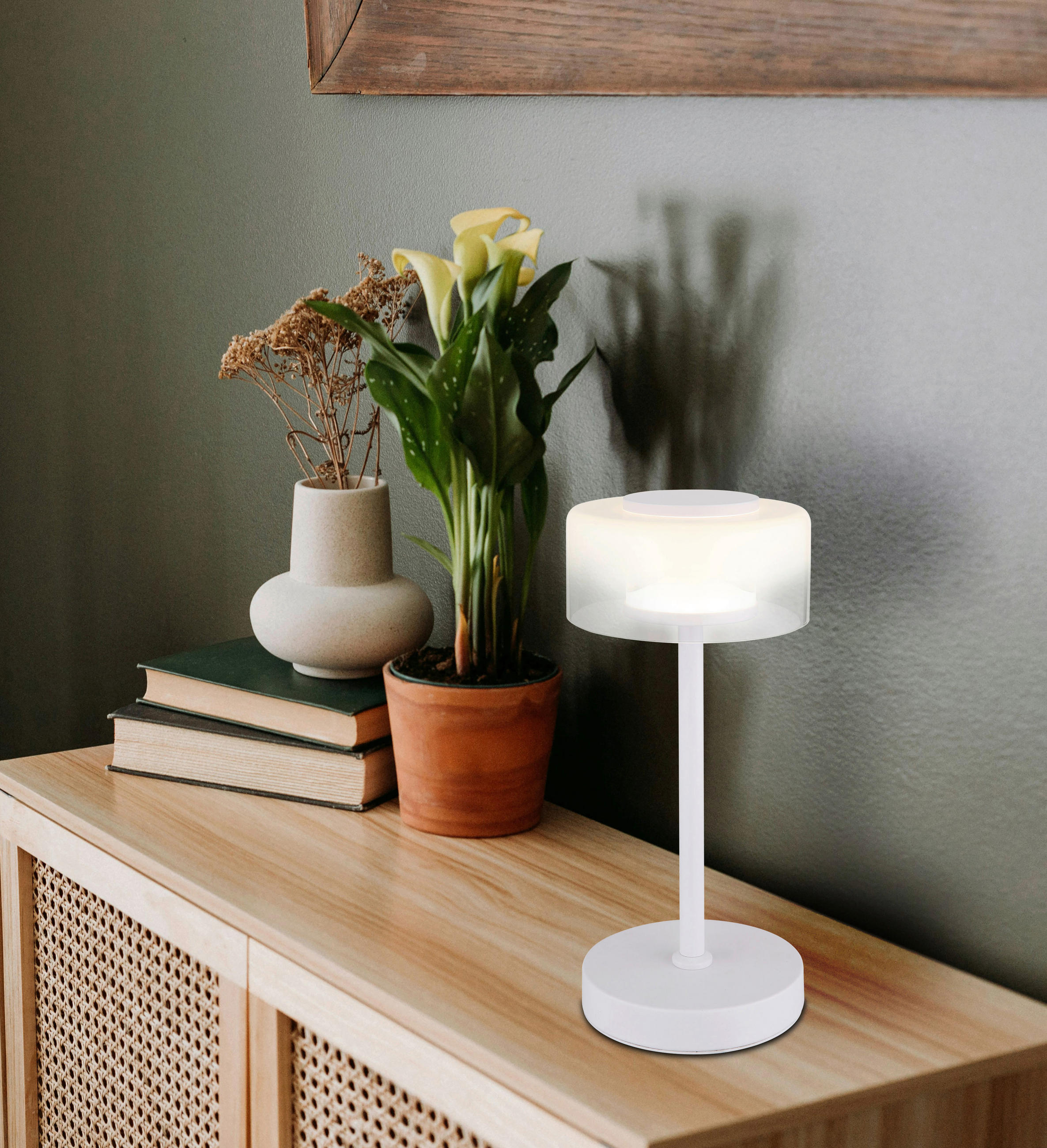 LED-TISCHLEUCHTE 15/32,5 cm   - Klar/Opal, Design, Glas/Kunststoff (15/32,5cm) - Globo