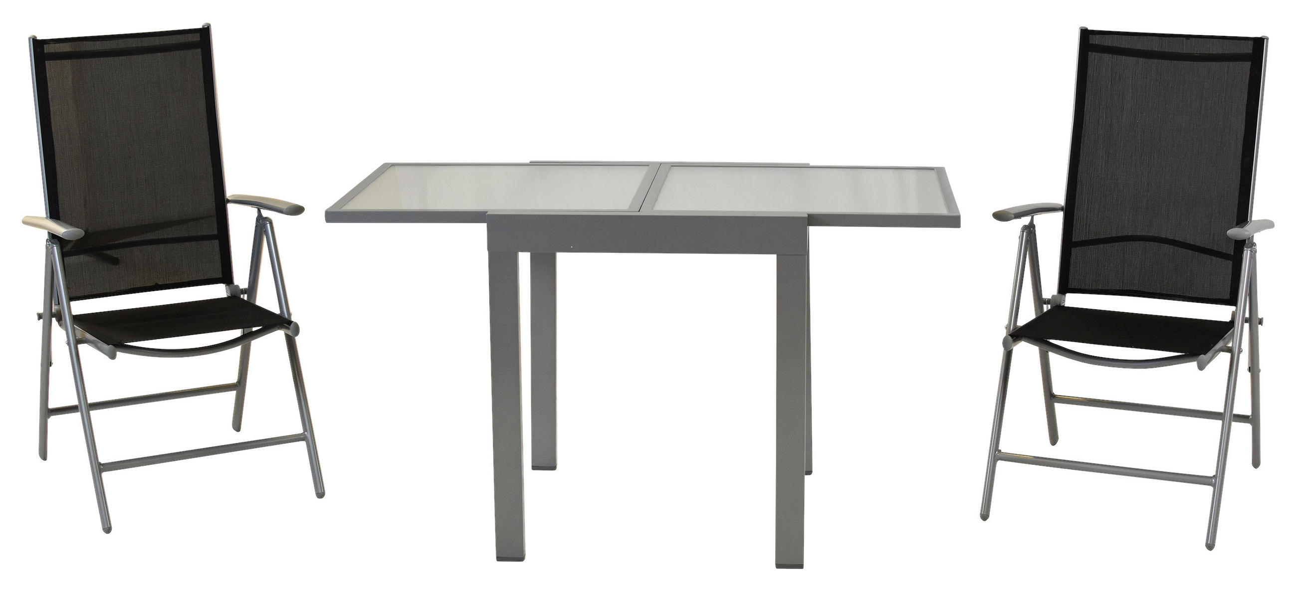 GARTENSET Aluminium  - Silberfarben/Schwarz, MODERN, Textil/Metall - Gardenson