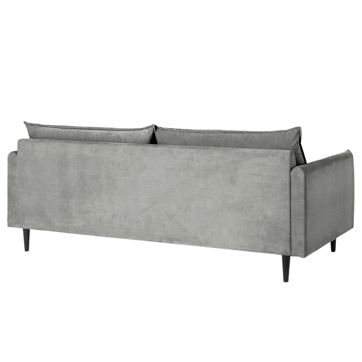 3-SITZER-SOFA JULI in Samt Dunkelgrau  - Dunkelgrau/Schwarz, Design, Holz/Textil (203/86/100cm) - P & B
