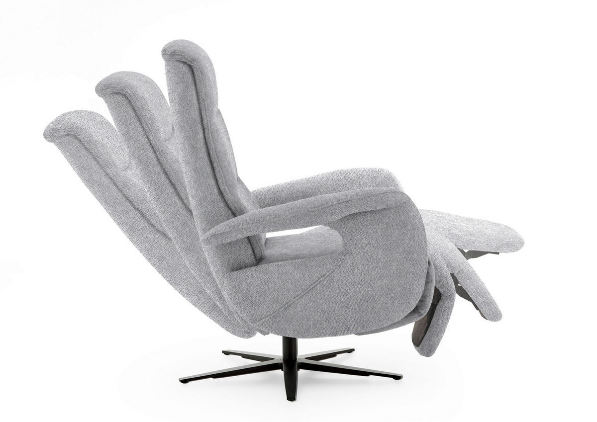 RELAXSESSEL in Textil Hellgrau  - Hellgrau/Schwarz, Design, Textil/Metall (71/112/83-176cm) - Beldomo Style