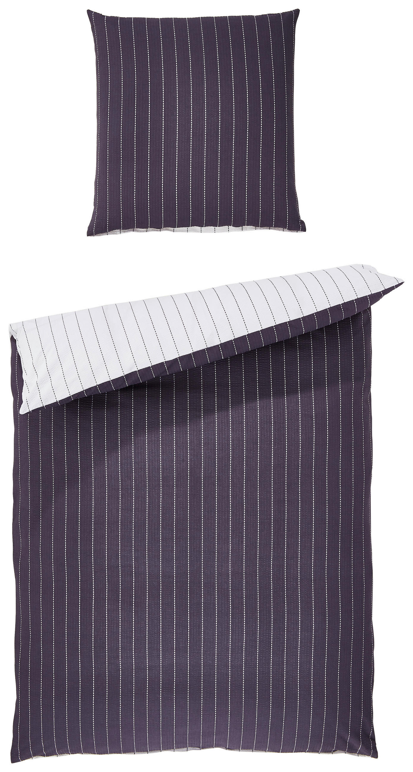 WENDEBETTWÄSCHE Seersucker 155/220 cm  - Titanfarben, KONVENTIONELL, Textil (155/220cm) - Janine